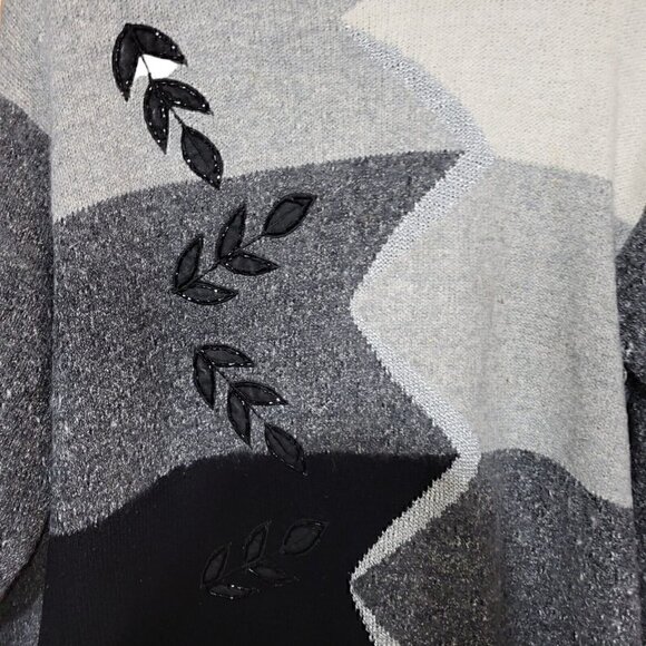 Erika II Collection Womens 2X Black Gray Long Sleeve Top Sweater Angora Blend - Picture 4 of 10